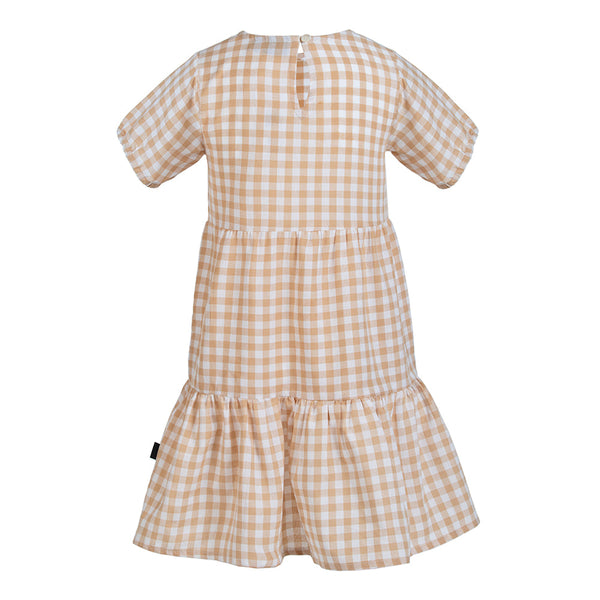 KIDDOW GINGHAM DRESS, BEIGE